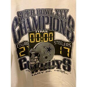 Vtg 1996 Super Bowl‎ XXX Champions Cowboys NFL logo 7 Men’s Sz XL T Shirt